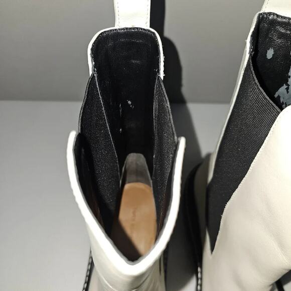 Tory Burch Benton Boot Womens 10.5 Ivory Black Leather Lug Sole Platform Chelsea - Picture 9 of 16